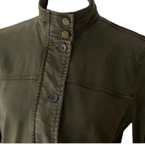 Lucky Brand Jacket Medium Green Cargo Coat Distressed Military Utility - Picture 8 of 16